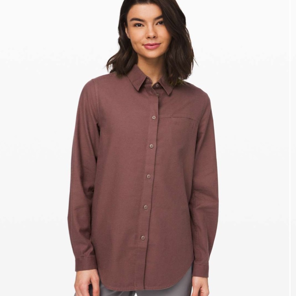 Lululemon COTTON Full Day Ahead Button Up Purple Shirt